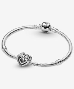 Charm Corazones Entrelazados Brillantes Plateados
