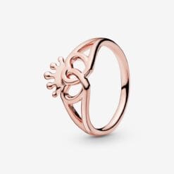 Anillo de Corona y Corazones Entrelazados Rose Gold