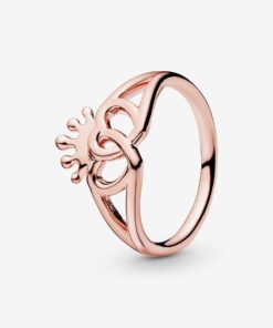 Anillo de Corona y Corazones Entrelazados Rose Gold