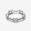 Anillo Pavé Brillante con Barras Rectangulares