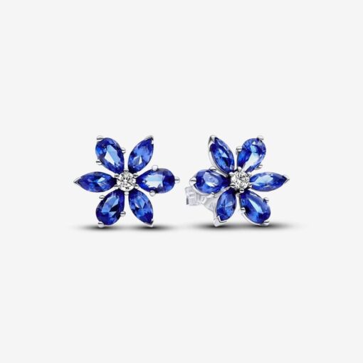 Aretes de Botón Herbario Azul Brillante