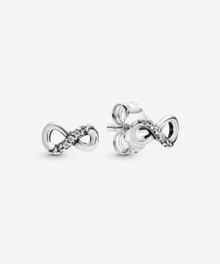 Aretes de Botón con Infinito Brillante
