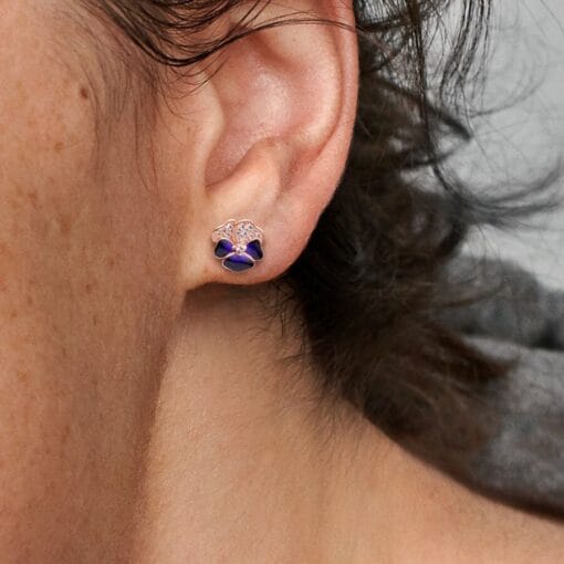 Aretes de Flor de Pensamiento Rose Gold