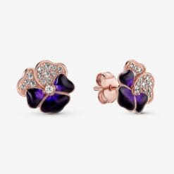 Aretes de Flor de Pensamiento Rose Gold