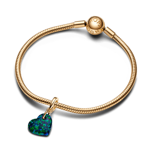 Charm Colgante Corazón Verde Opalescente