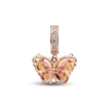 Charm Colgante de Cristal de Murano Rosa y Amarillo Mariposa