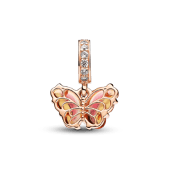 Charm Colgante de Cristal de Murano Rosa y Amarillo Mariposa