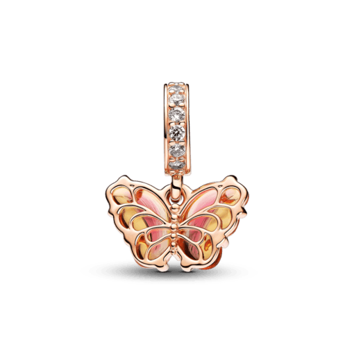 Charm Colgante de Cristal de Murano Rosa y Amarillo Mariposa