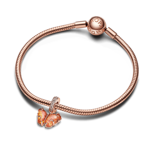 Charm Colgante de Cristal de Murano Rosa y Amarillo Mariposa