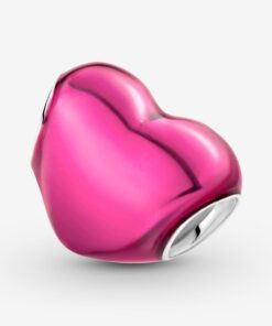 Charm Corazón Rosa Metálico