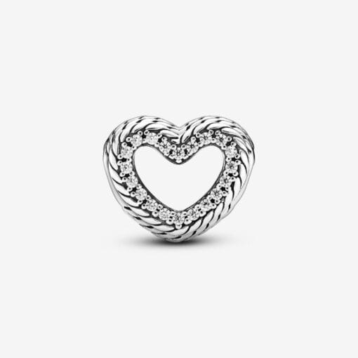 Charm de Corazón Abierto con Diseño de Cadena de Serpiente