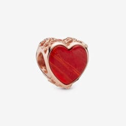 Charm de Corazón de Cristal de Murano Rojo y Rosa