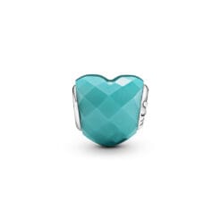 Charm de Corazón de Plata con Cristal Azul