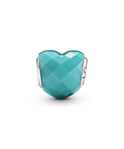 Charm de Corazón de Plata con Cristal Azul