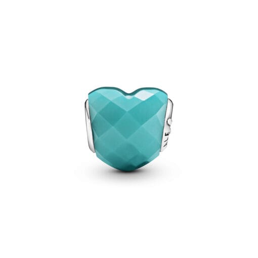 Charm de Corazón de Plata con Cristal Azul