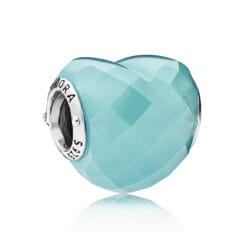 Charm de Corazón de Plata con Cristal Azul