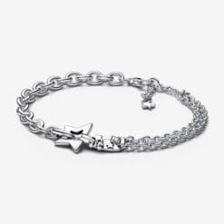 Pulsera de Cadena Doble con Estrella Fugaz