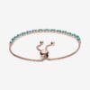 Pulsera de Tenis Deslizante con Brillantes Turquesas Rose Gold