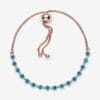 Pulsera de Tenis Deslizante con Brillantes Turquesas Rose Gold