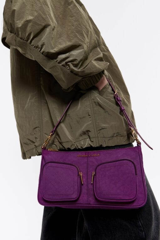 Bolsa Bandolera Pocket Pequeña Nylon Ciruela