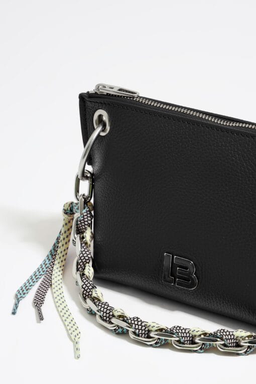 Bolsa Bandolera Trapecio Pequeña Piel Negra