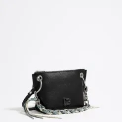 Bolsa Bandolera Trapecio Pequeña Piel Negra