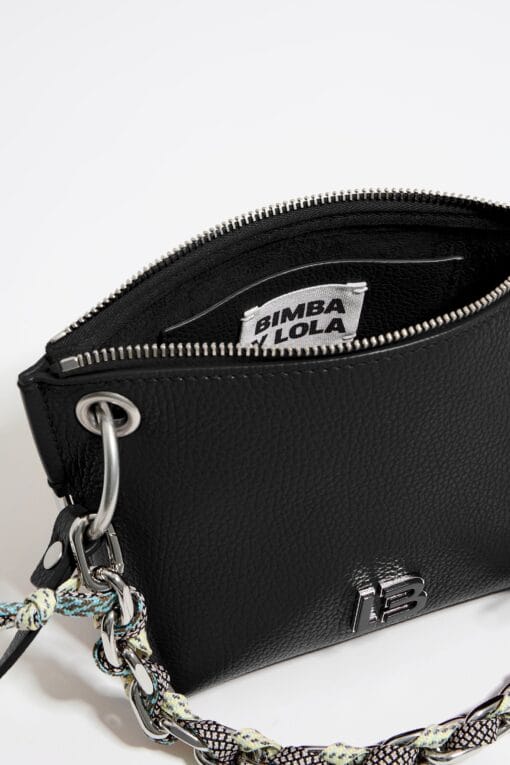 Bolsa Bandolera Trapecio Pequeña Piel Negra