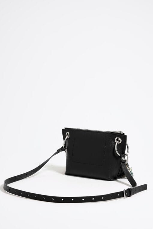 Bolsa Bandolera Trapecio Pequeña Piel Negra