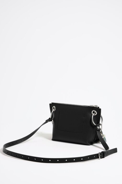Bolsa Bandolera Trapecio Pequeña Piel Negra