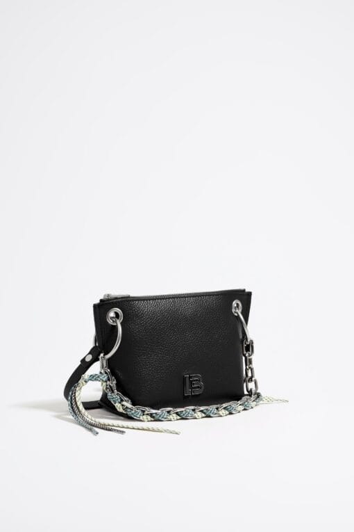 Bolsa Bandolera Trapecio Pequeña Piel Negra