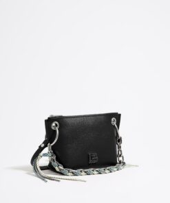 Bolsa Bandolera Trapecio Pequeña Piel Negra