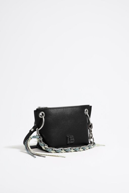 Bolsa Bandolera Trapecio Pequeña Piel Negra