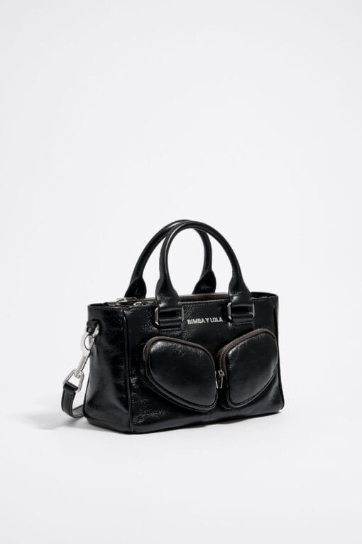 Bolsa Tote Pocket Mediana Piel Negra