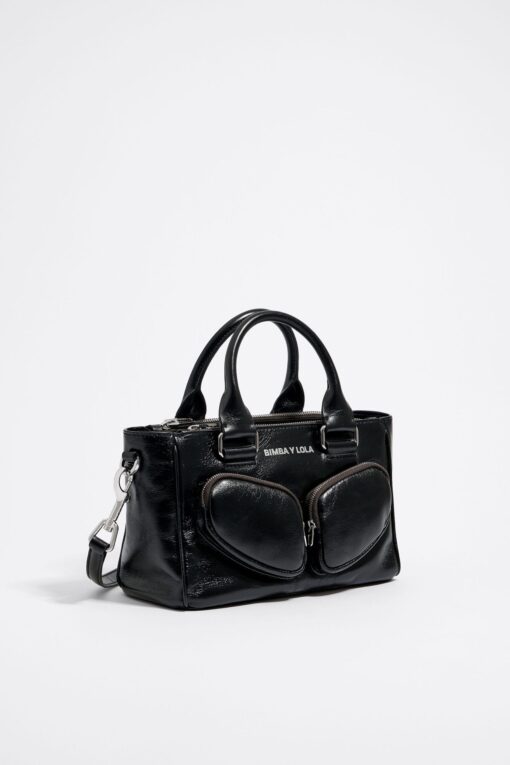 Bolsa Tote Pocket Mediana Piel Negra
