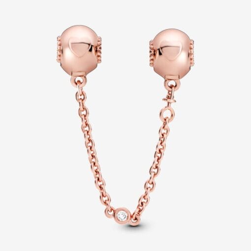 Cadena de Seguridad con Forma de Corazón en Relieve Rose Gold