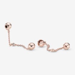 Cadena de Seguridad con Forma de Corazón en Relieve Rose Gold