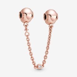 Cadena de Seguridad con Forma de Corazón en Relieve Rose Gold