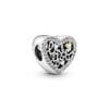 Charm de corazón de plata con oro de 14k