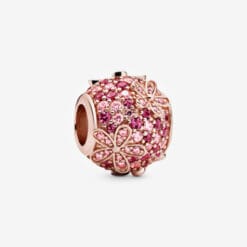 Charm de Flor de Margarita con Pavé Rose Gold