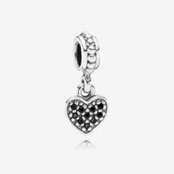 Colgante de Corazón Pavé con Cristal Negro