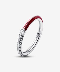 Anillo Doble Pandora ME Pavé Y Rojo