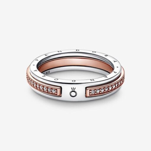 Anillo Dos Tonos Pavé Pandora Signature
