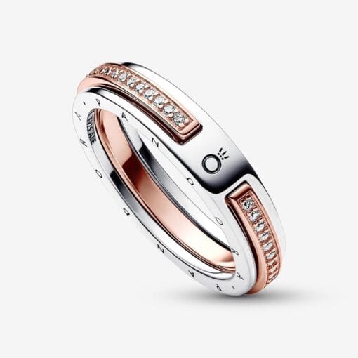 Anillo Dos Tonos Pavé Pandora Signature