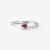 Anillo Solitario Con Corazón Rojo Inclinado