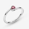 Anillo Solitario Con Corazón Rojo Inclinado