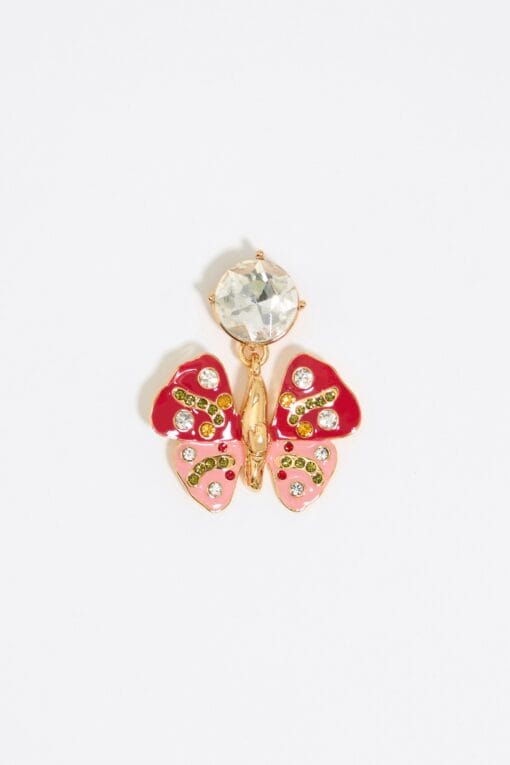 Aretes Mariposa y Cristal Rojos