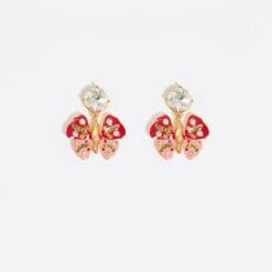Aretes Mariposa y Cristal Rojos