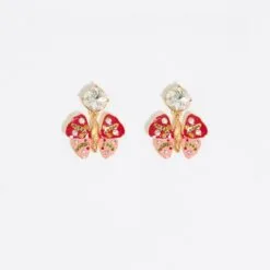 Aretes Mariposa y Cristal Rojos