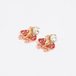 Aretes Mariposa y Cristal Rojos