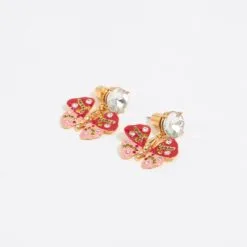 Aretes Mariposa y Cristal Rojos